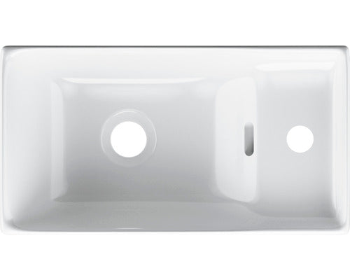 Lavoar de dimensiuni mici Jungborn Nove, baterie pe dreapta, 25x46 cm, alb lucios