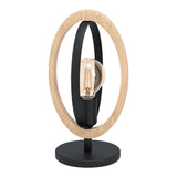 Veioza vintage EGLO BASILDON 43464, E27 1X40W IP20, Otel Negru, Lemn Maro