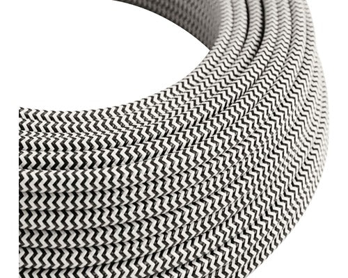 Cablu Creative-cables Myym (H03vv-f) 2x0, 75 Mm² Negru/alb, Invelis Textil, Inel 3m
