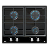 Plita incorporabila TEKA GZC 64300 XBN, Gaz, 4 arzatoare, Aprindere electrica, Gratar fonta, 60 cm, Sticla neagra