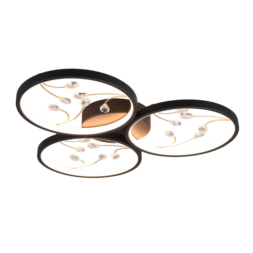 Plafoniera de iluminat Groovy, Trio, Metal, Lumina LED, Negru/Auriu