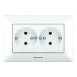 Priza dubla cu pamantare si protectie copii, 16A, IP20, Alb, Panasonic Arkedia Slim