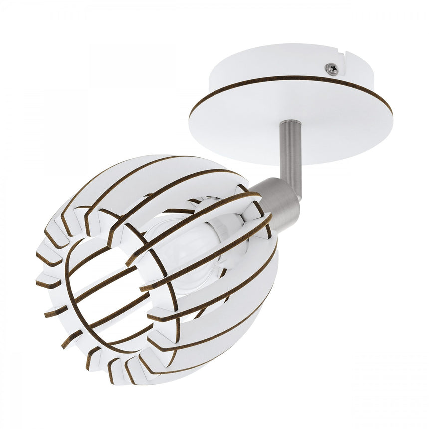 Spot COSSANO-SPOT, 98162, EGLO, E14, 1x28W, Otel, Nichel satinat, lemn, alb, IP20