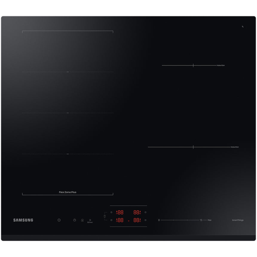 Plita incorporabila Samsung NZ64B6056GK/U2, Inductie, Flex Zone Plus, SmartThings Cooking, Auto Conectivity, 60 cm, Negru