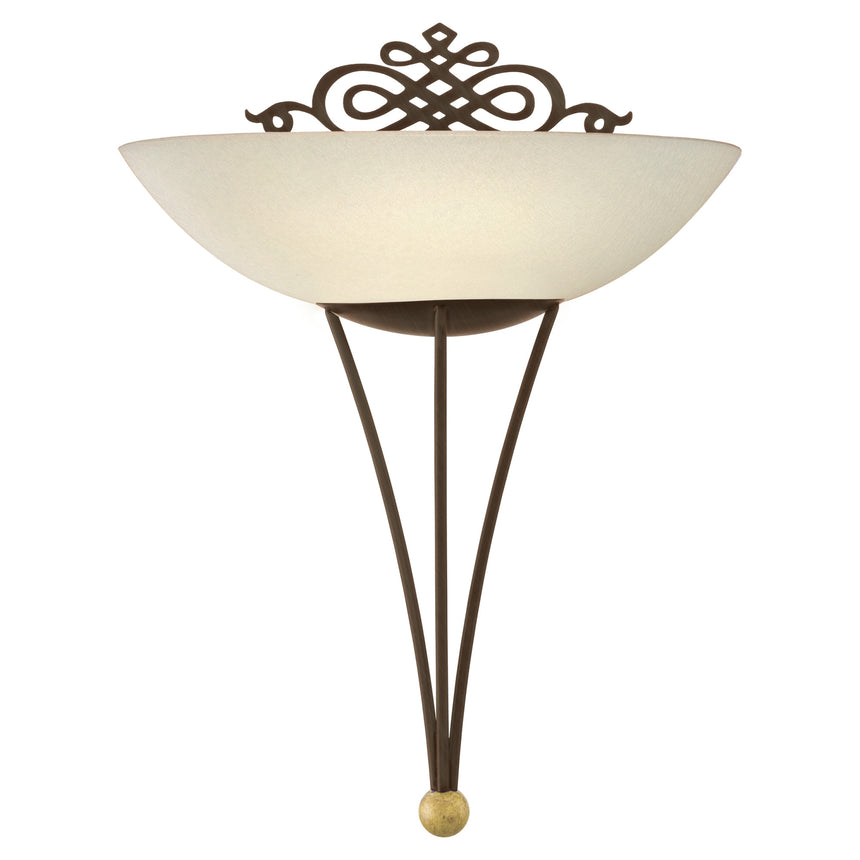 Aplica Mestre, EGLO, E27, 1x60W, otel, maro antichizat, auriu, sticla, bej, 33.5 x 30 x 16 cm, IP20