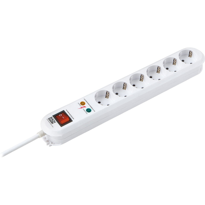 Prelungitor cu protectie la supratensiune Bachmann SMART, 6 prize, protectie copii, intrerupator, 1.5 m