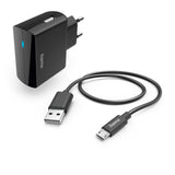Set incarcator Hama, micro-USB, 12W, 1m, Negru