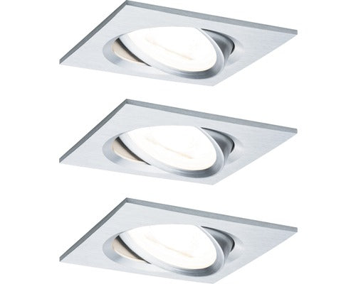 Spoturi Led Incastrate Nova 6, 5w 84x84 Mm, Module Becuri Led Coin Cu 3 Trepte De Instensitate Incluse, Nuanta Aluminiu, Pachet 3 Bucati