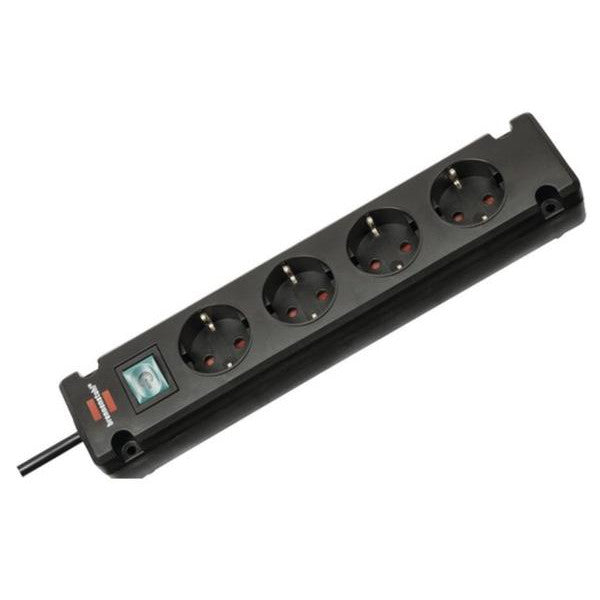 Prelungitor Brennenstuhl Bremounta, cu intrerupator iluminat, 4 prize, IP20, H05VV-F 3G1.5, 1.5m, Negru