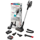Aspirator fara fir, Bosch, 2 baterii 18 V / 4 Ah, Timp de functionare 65, Alb/Negru