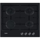 Plita incorporabila Whirlpool GOS 6415/NB1, Gaz, 4 arzatoare, Siguranta arzatoare, Wok, Gratare fonta, 60 cm, Negru