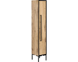 Dulap baie midi asezat Max HB250, 1 usa, PAL, 155x25 cm, stejar deschis/canturi negre