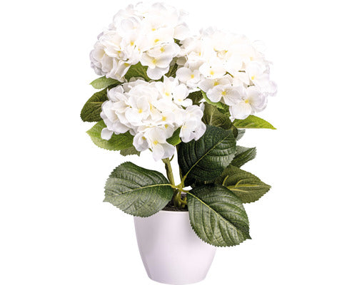 Planta Artificiala Ortensie In Ghiveci H 32 Cm Alb