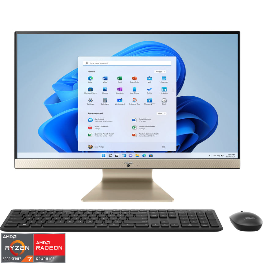 Sistem All-in-One ASUS M3700WUAK cu procesor AMD Ryzen™ 7 5700U pana la 4.30GHz, 27", Full HD, 16GB DDR4, 512GB SSD NVMe™ + 1TB HDD, Radeon™ Graphics 8, Windows 11 Home