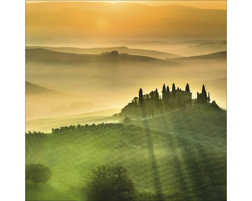 Tablou Sticla Peisaj Din Toscana 20x20 Cm