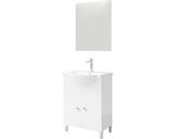 Set Mobilier Baie, Savini Due Best 55, Include Baza Lavoar, Lavoar Ceramic si Oglinda, Alb Lucios