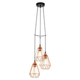 Pendul vintage Tarbes, EGLO, 94196, 3xE27, otel, negru, finisaj cupru, inaltime reglabila