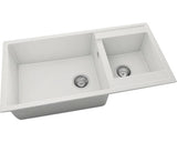 Chiuveta Bucatarie Cu 2 Cuve Fat Avangard 235 95x49 Cm, Fara Picurator, Reversibila, Fatgranit Pure White