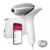 Epilator IPL Philips Lumea Seria 8000 BRI940/00, Senzor Smartskin, tehnologie SenseIQ, conectare la aplicatie, utilizare cu fir, 450.000 impusuri, accesoriu corp, Alb/Argintiu