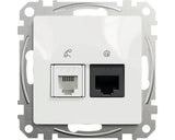 Priza Telefon Si Date Rj11 + Rj45 Schneider Sedna Design Cat5e Utp, Alba