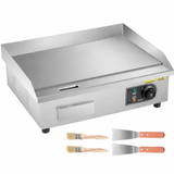 Plita Electrica Parilla 3200W, 50-300°C, Grill Profesional, 2 Pensule, 2 Spatule, Inox