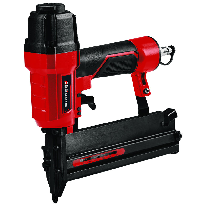 Capsator pneumatic pentru compresor Einhell TC-PN 50, 8.3 bar presiune lucru, 40 mm lungime capsa maxima, 1 mm grosime cui, 100 buc capacitate magazie