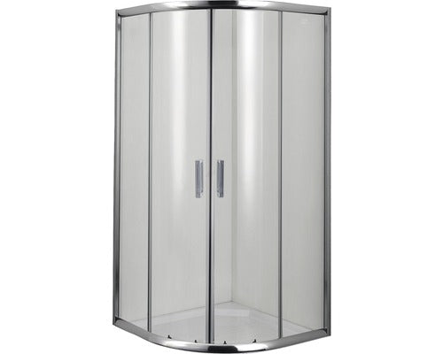 Cabina de dus semirotunda Q80C sticla securizata transparenta tratata Easy-Clean profil cromat 80x80x190 cm