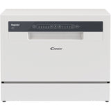 Masina de spalat vase compacta Candy Rapido CP 6E51LW, 6 seturi, 5 programe, Clasa E, Pornire intarziata, Program scurt 35', 55 cm, Alb