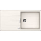 Chiuveta granit Schock Tia D-100L Cristadur Polaris 1000 x 500 mm cu sifon automat, granit, reversibila, montare pe blat, alb polar