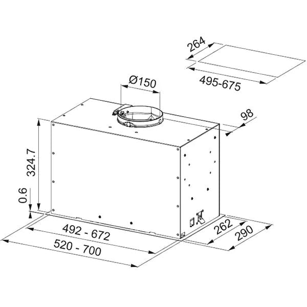 Hota Incorporabila FRANKE FBFE XS A52, 1 motor, 540 m3/h, L 52 cm, Inox