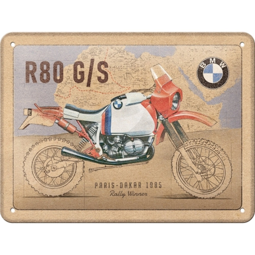 Placa metalica BMW - R 80 G/S Paris Dakar 15X20cm