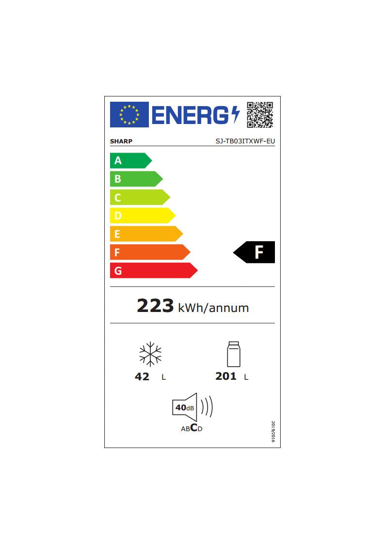 Frigider cu doua usi SHARP SJ-TB03ITXWF-EU, NanoFrost, 243 l, H 160 cm, Clasa F, Alb