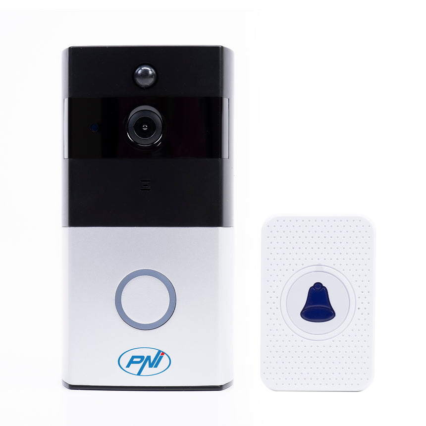 Interfon video inteligent PNI SafeHome PT710B WiFi HD, P2P, acumulator si Sonerie 36 melodii inclusa, aplicatie dedicata Tuya Smart, integrare in scenarii si automatizari smart cu alte produse compatibile Tuya
