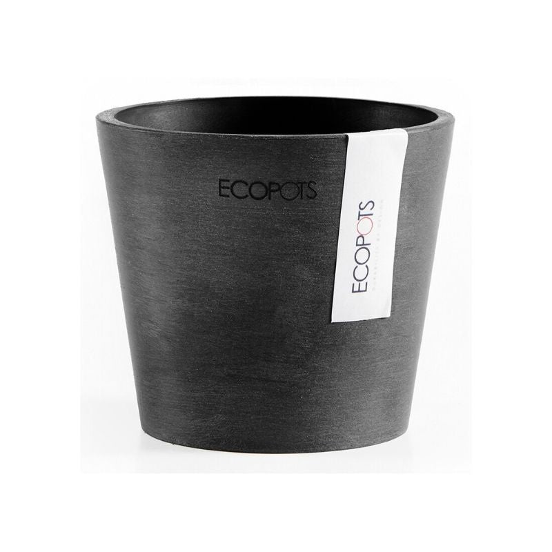 Ghiveci din plastic reciclat Ecopots Amsterdam Mini, 10,5 cm, Gri Inchis