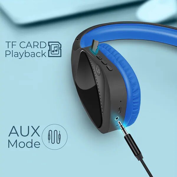 Casti PROMATE Nova, Bluetooth, On-ear, Microfon, Negru-Albastru