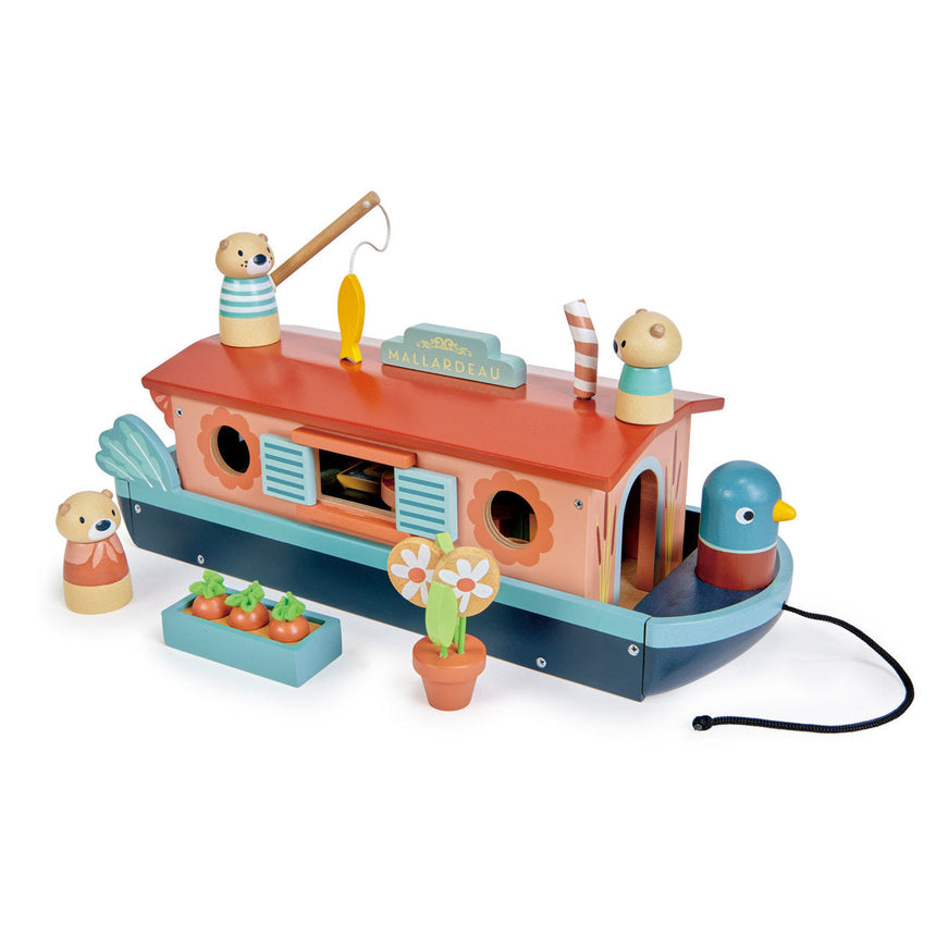 Set de joaca din lemn Tender Leaf Toys - Barca familiei de vidre