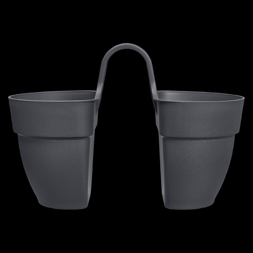 Ghiveci pentru balustrada Vibia Campana flower twin 21 cm, culoare antracit