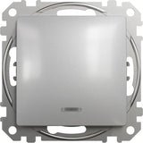 Intrerupator, Schneider Electric Sedna Design, 1 pol, cu iluminare, Argintiu