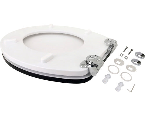Capac WC form & style Edge, inchidere lenta, usor detasabil, alb/negru 46,2x36,5 cm