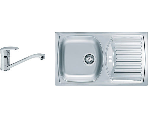 Pachet Chiuveta Bucatarie Alveus Basic 150 Leinen Inox, Picuraturor Pe Dreapta Si Baterie Monocomanda Milena