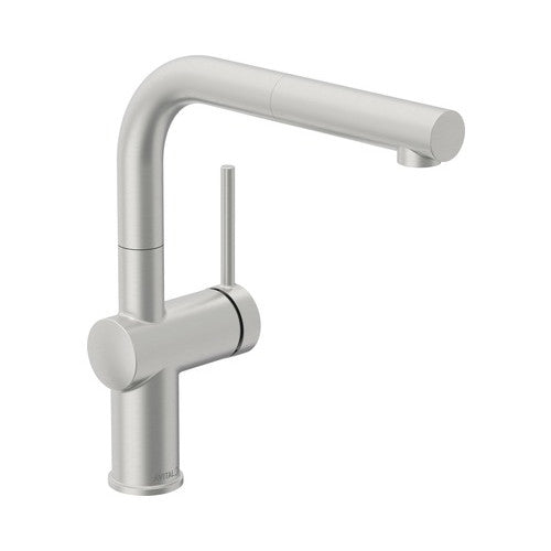 Baterie bucatarie cu dus extractibil Hudson pentru presiune joasa, aspect inox