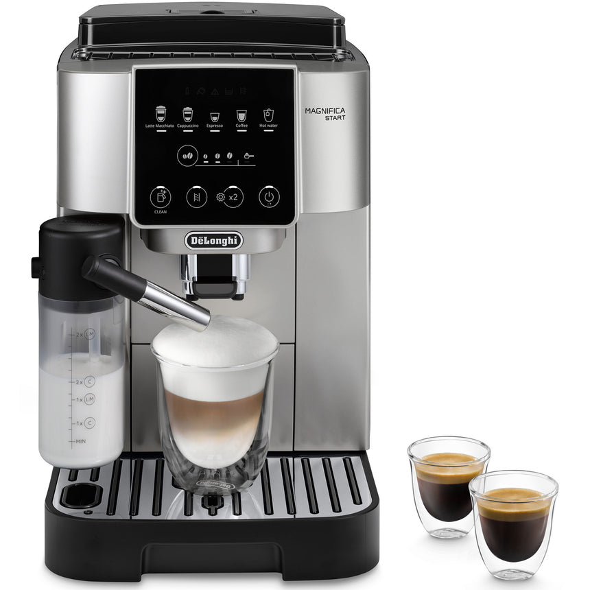 Espressor automat De'Longhi Magnifica Start ECAM 220.80.SB 0132217144, 1450 W, 6 tipuri de bauturi, 15 bari,tehnologie LatteCrema, Negru argintiu
