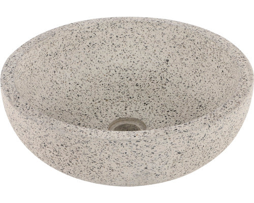 Lavoar Rotund Terrazzo, cu Montaj pe Blat Ø, 40 cm, Negru/Alb