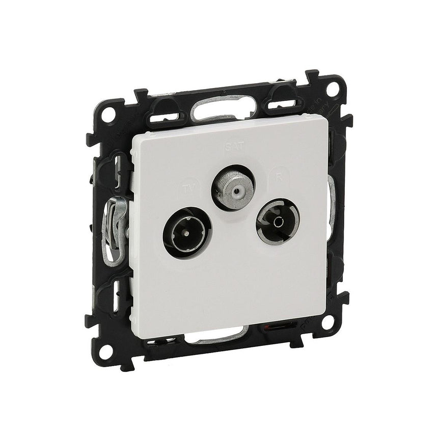 Priza de casa, Legrand, Plastic/ Metal, 5.3 x 5.3 cm, Alb/ Negru