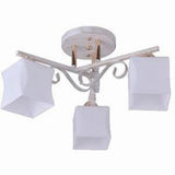 Lustra Bold alb patinat, abajur sticla alba, 3X60W, dulie E27