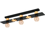 Plafoniera Bramerton E27 Max. 3x40w, Negru/lemn