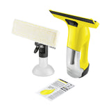 Aspirator de geamuri Karcher WV 6, Li-Ion, rezervor 0.15 L, sticla pulverizare cu laveta din microfibra, lichid curatare geamuri 20 ml, incarcator rapid, Galben
