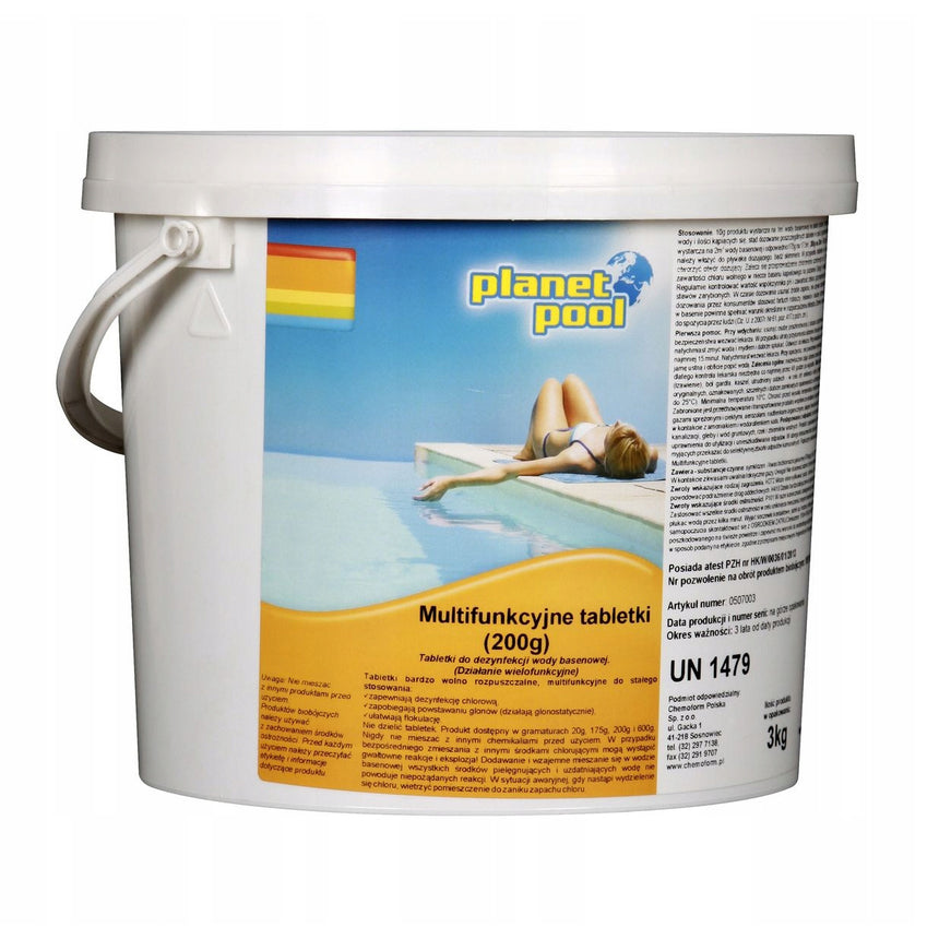 Tablete multifunctionale cu clor pentru piscina, Planet Pool, pH stabil, 3 kg