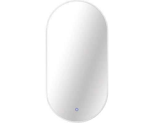 Oglinda Baie Cu Led Cordia Oval Line Blacklight 100x50 Cm Rama Alba Senzor Touch Ip 44