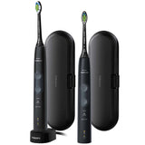 Set 2 Periute de dinti electrice Philips Sonicare Protective Clean HX6850/34, 3 moduri, 2 capete de periere, Numar de miscari/minut 62000, 2 tocuri de transport, Negru, Negru
